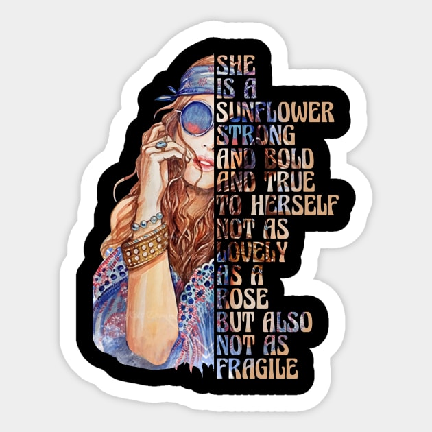 She Is A Sunflower Strong And Bold Sticker by TeeAaron